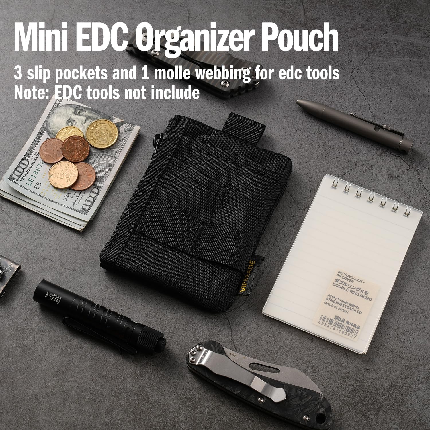 VE28 6-in-1 EDC Pouch, 500D Compact EDC Pocket Organizer, Molle Extension Too…