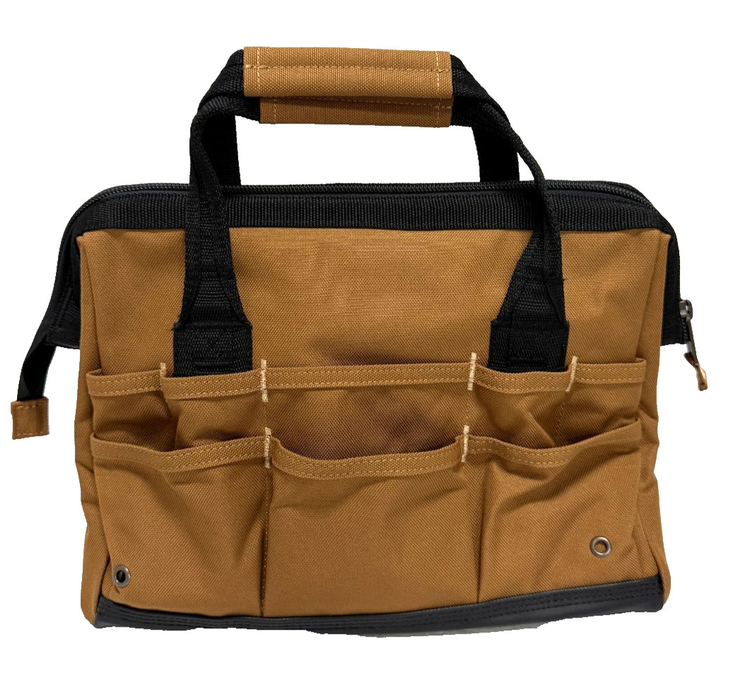 Carhartt 14 inch 25-Pocket Heavyweight Tool Bag, Durable Water Repellent, Brown