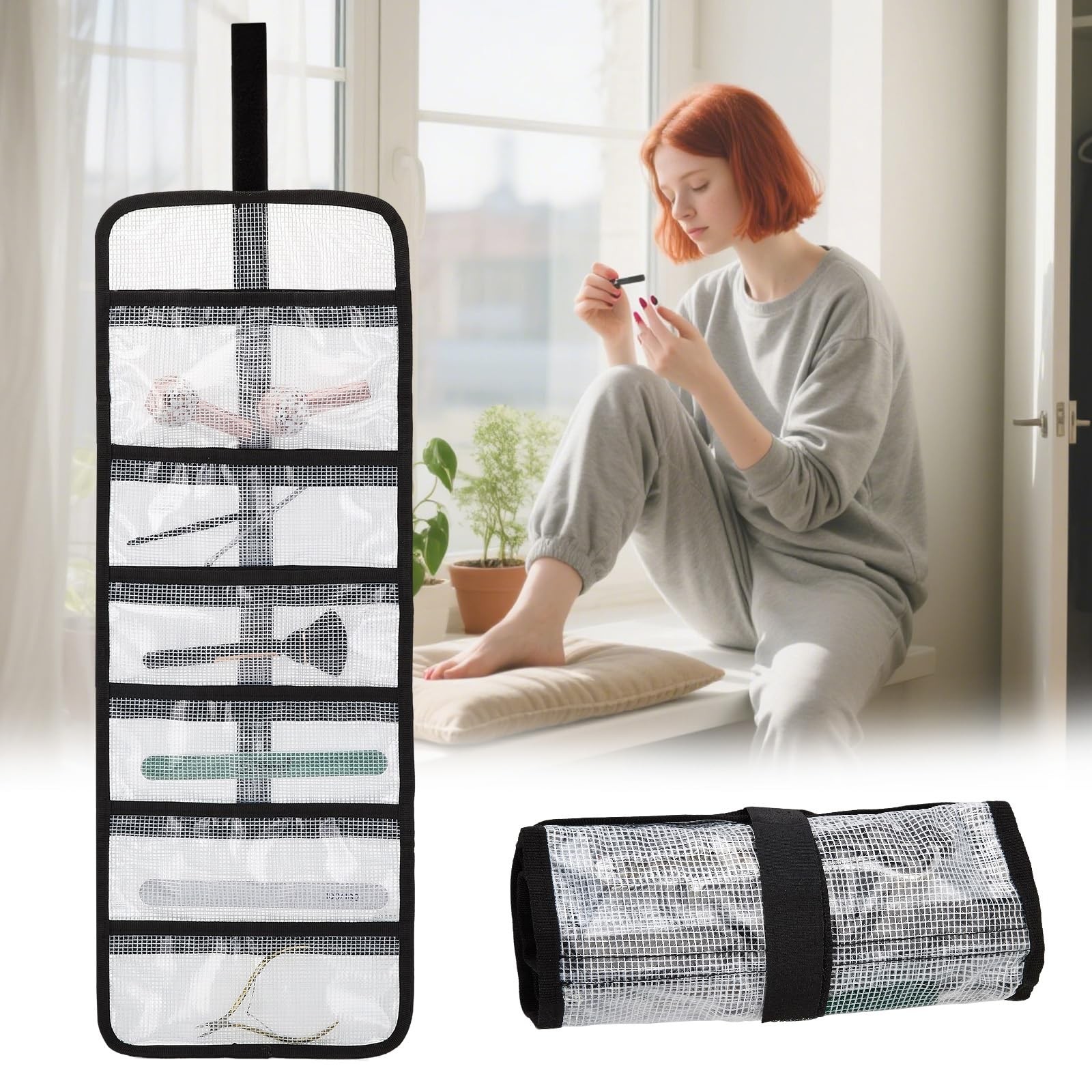 Small Roll Up Storage Bag, 6 Pockets Tool Kit, Suitable Small, 2-pack