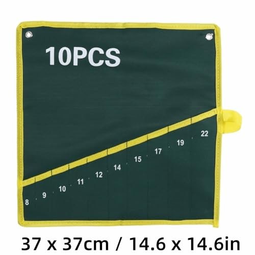 Canvas Tool Roll Wrenches Bag Portable Storage Organizer with 10 Pockets