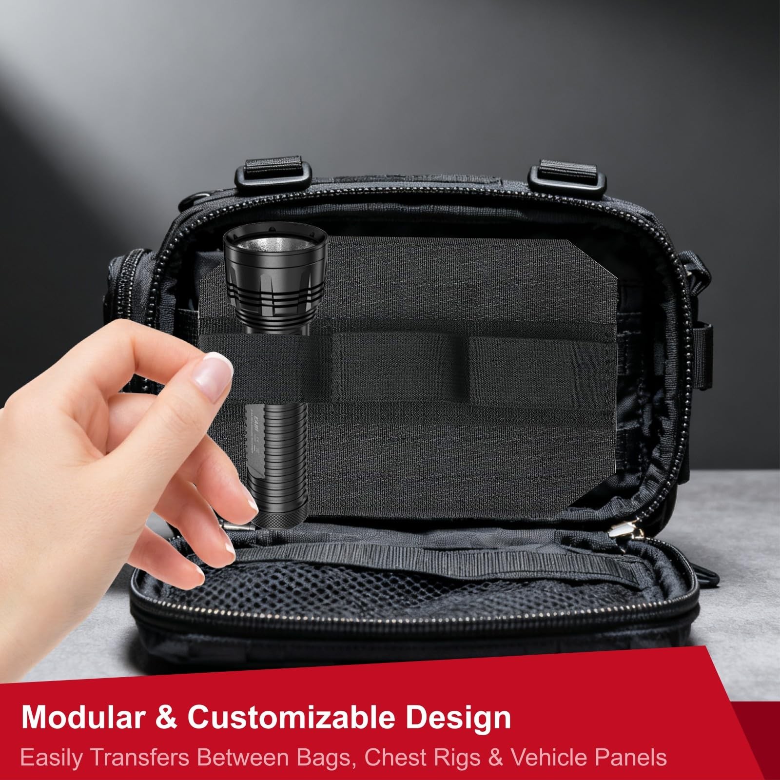 2Pcs Backpack Insert Organizer Tactical Molle Hook and Loop Panel with Elasti…