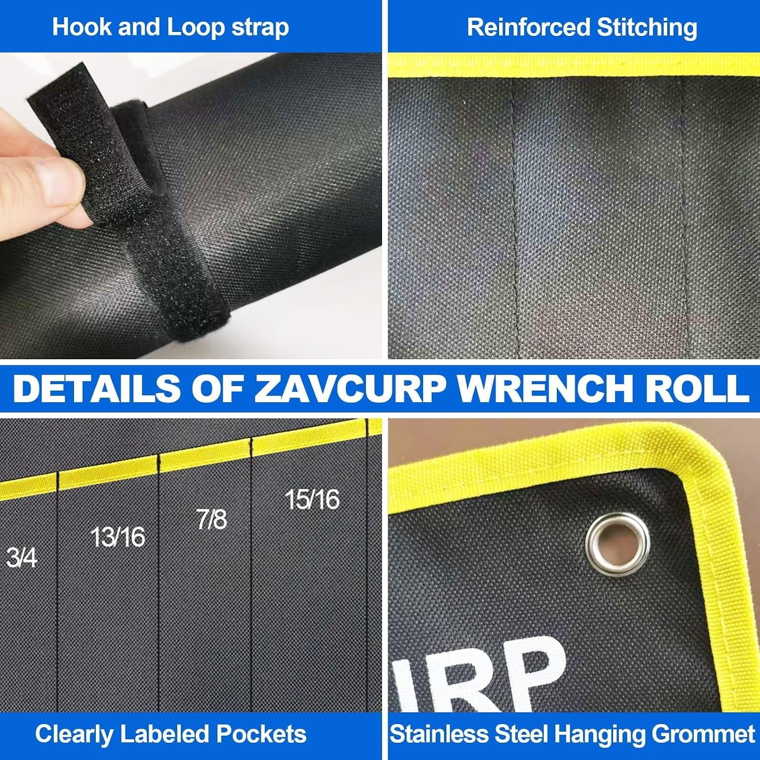 2PCS Wrench Roll up Pouch Wrench Organizer Roll Up Tool (BAG ONLY)