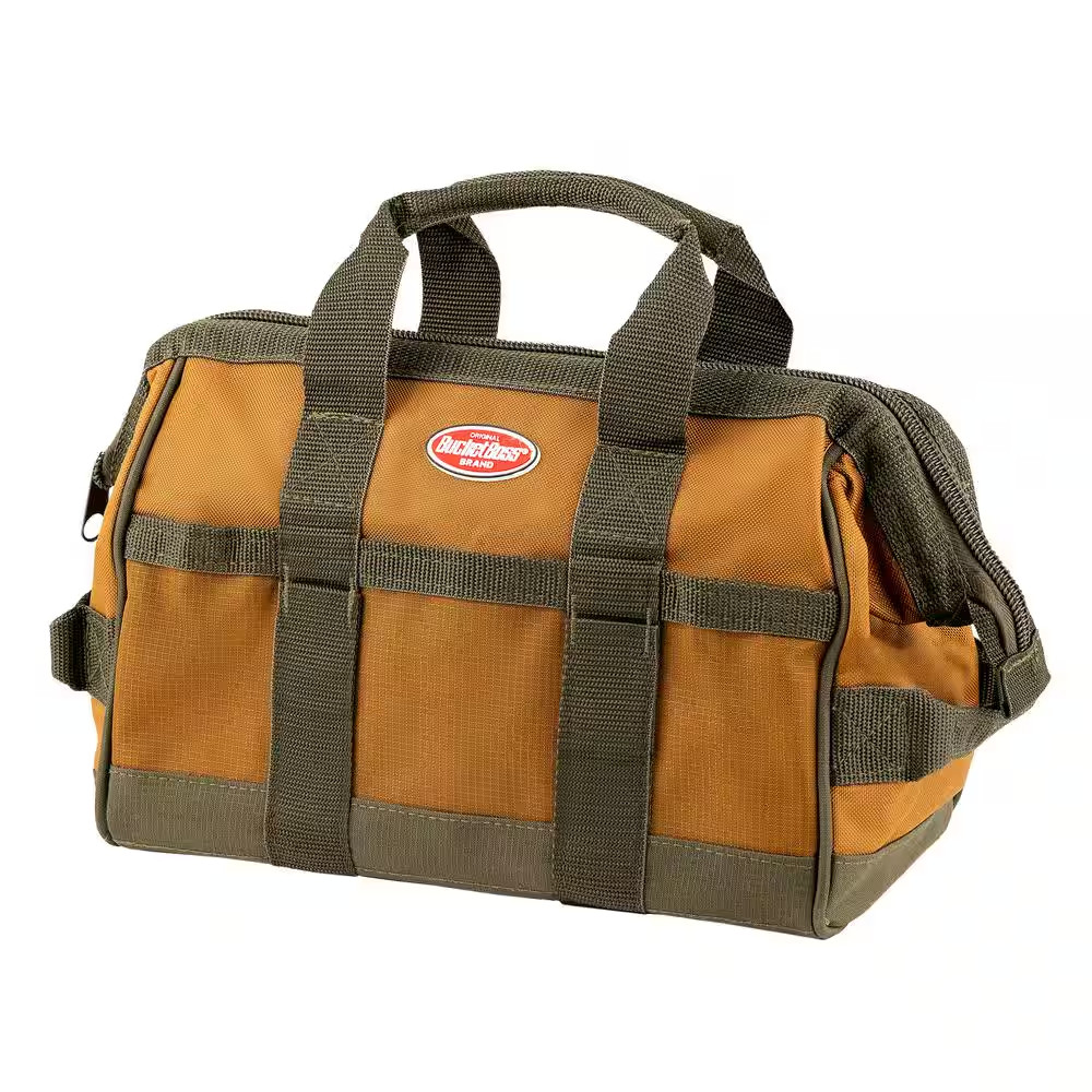 12 In. Gatemouth Tool Bag with Zippered Top and 16 Total Pockets