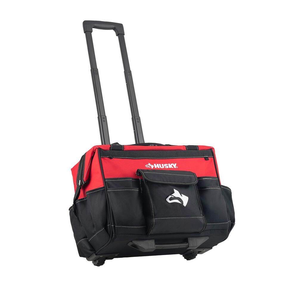 Husky Rolling Tool Bag 18 in. Large 18-Pocket Water-Resistant Telescoping Handle