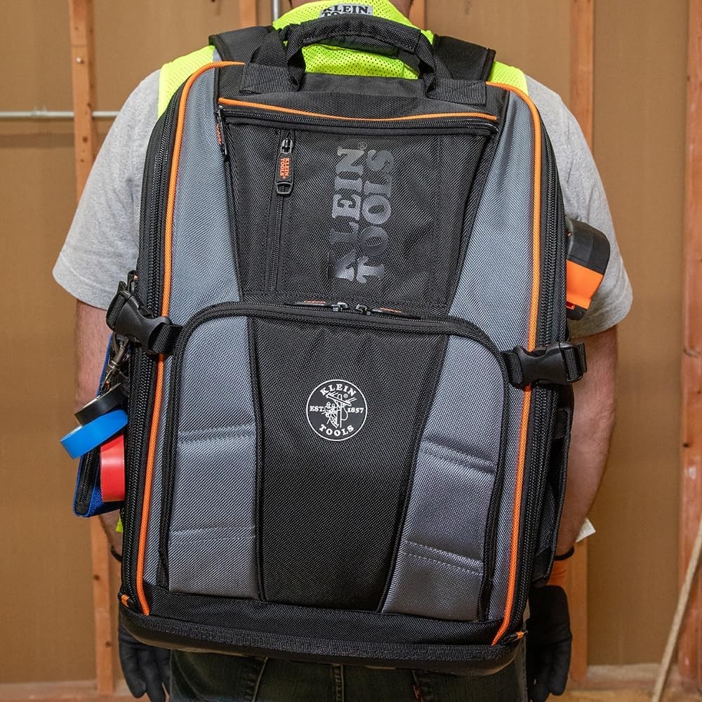 Klein Tools 62482 Tool Backpack, Tool-Station Pro Black/Gray/Orange