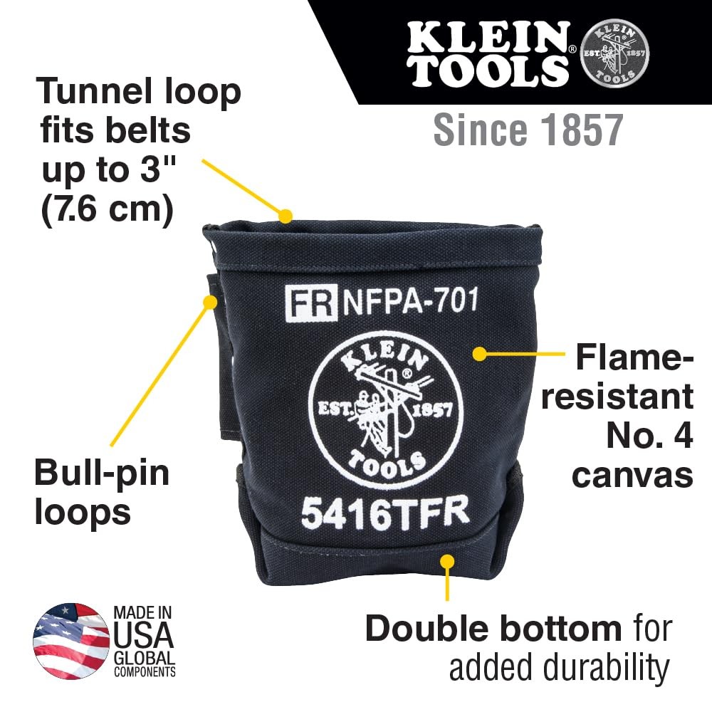 Klein Tools 5416TFR Tool Bag, Flame Resistant Canvas Bag for Bolt Storage wit…