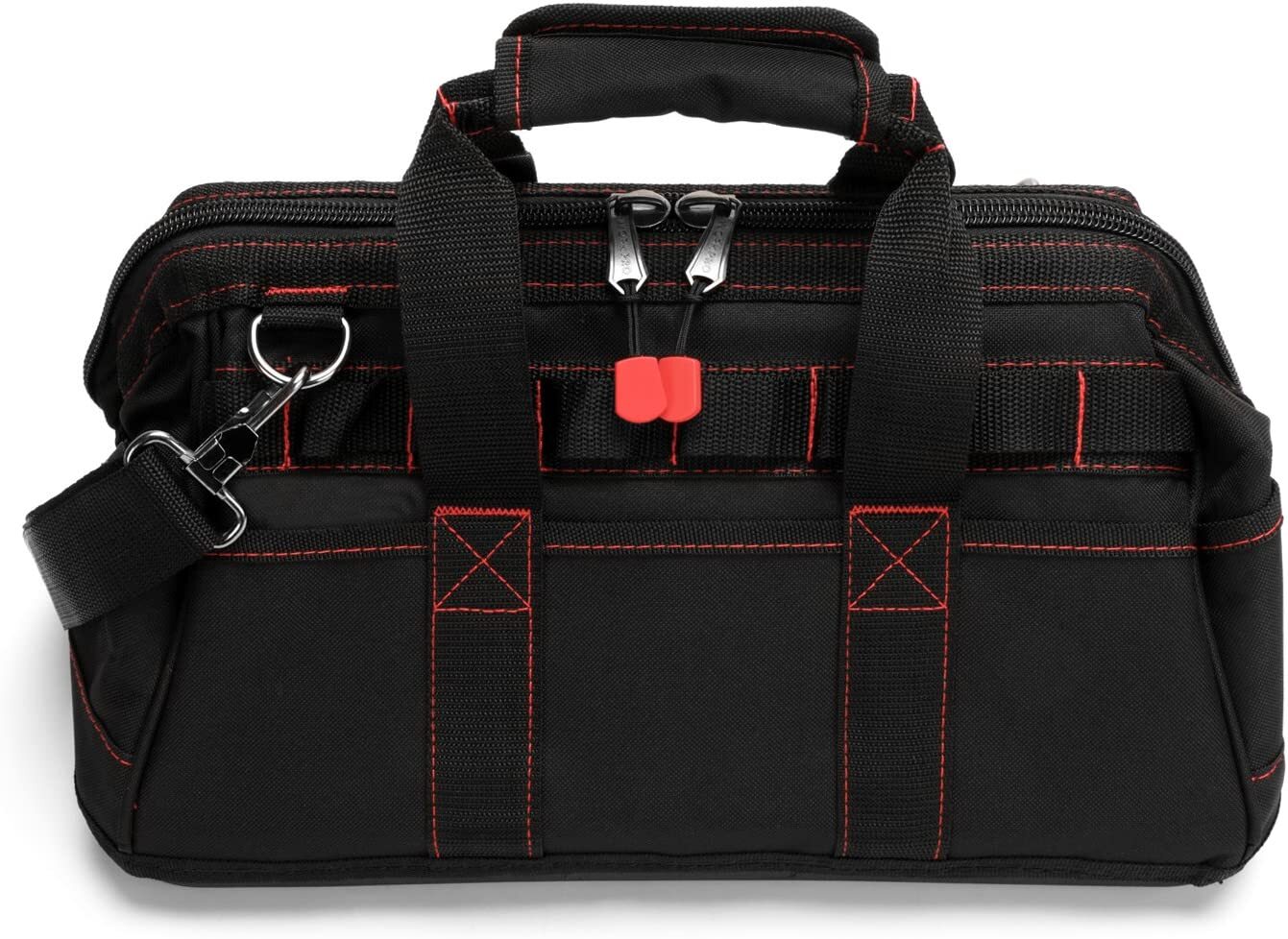 WORKPRO 16″/14″/12″ Wide Mouth Tool Bag Black Tool Storage Tote with Rubber Base