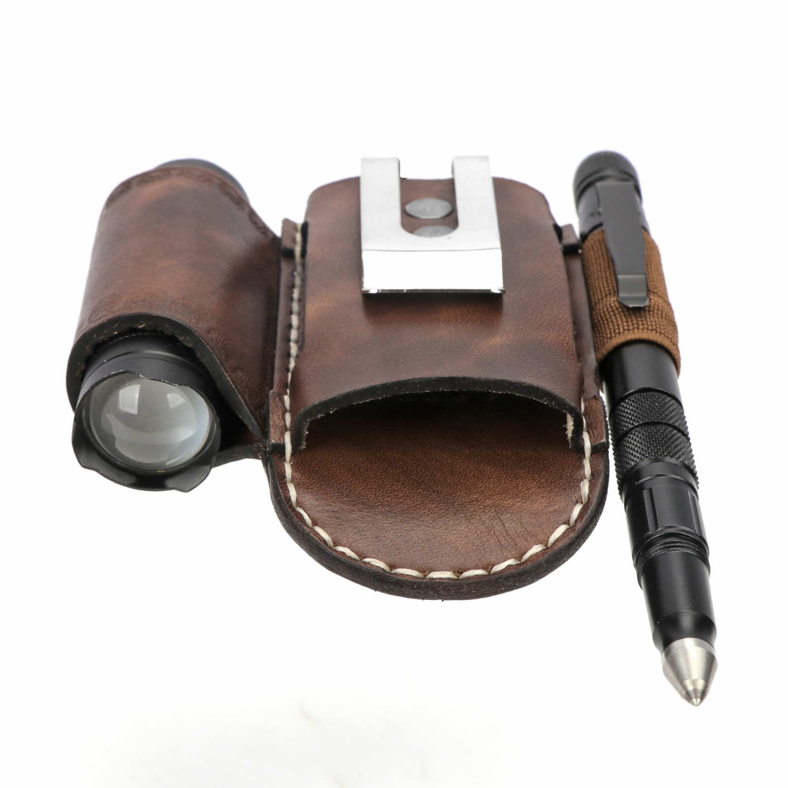 TOURBON Leather Folding Knife Sheath Belt Holster Pouch Multitools EDC Hold Case