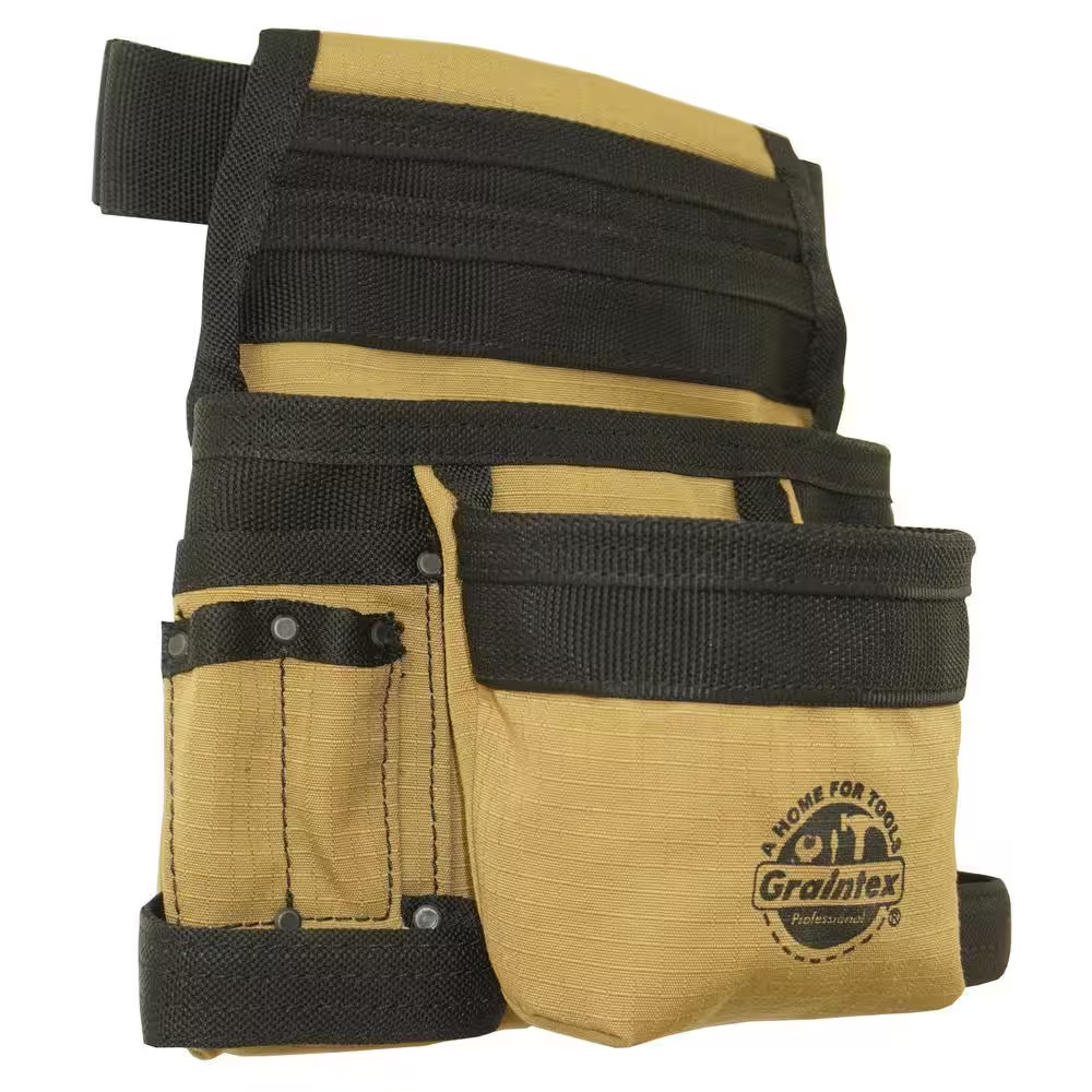 Khaki Canvas 10-Pocket Finisher Tool Pouch