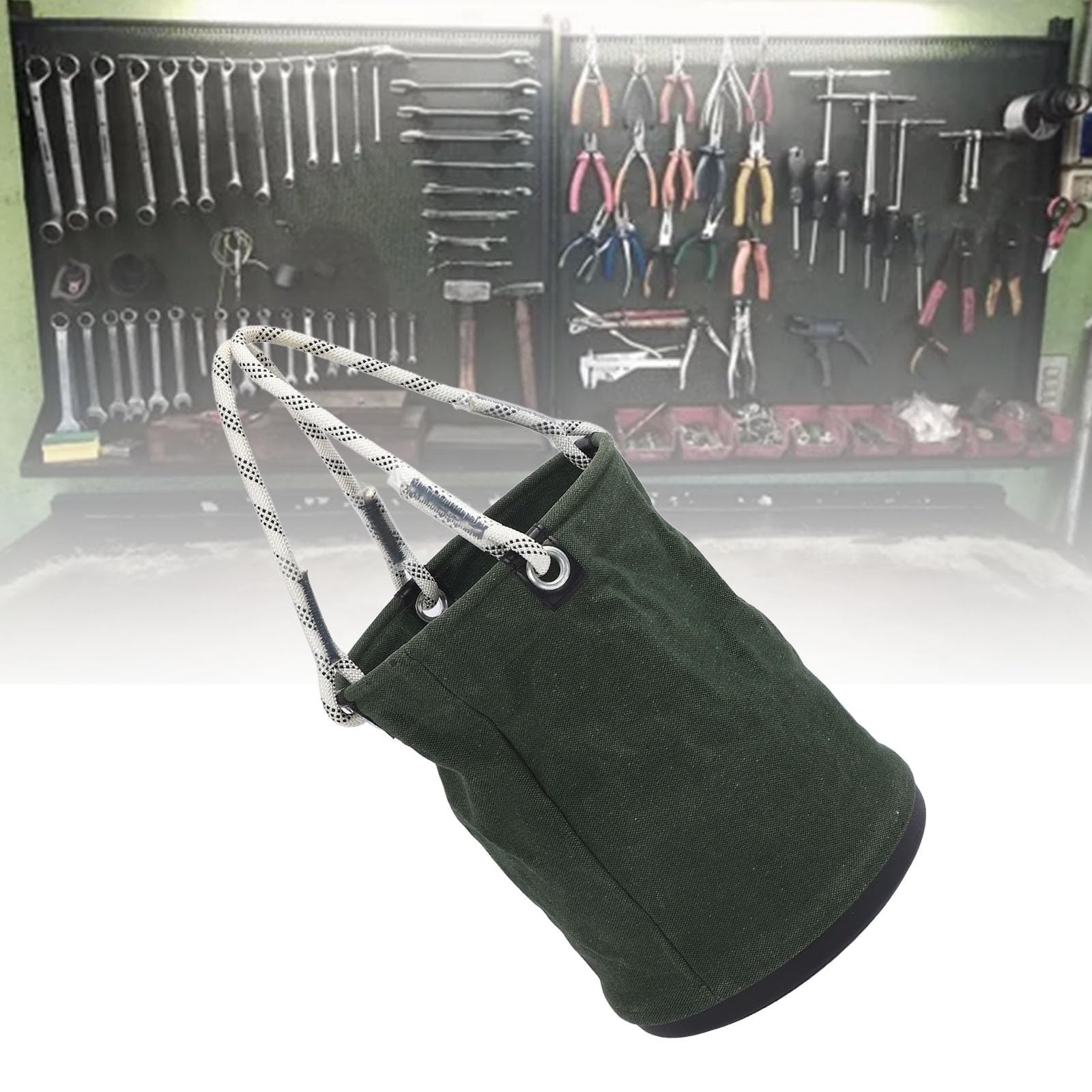 Canvas Bucket, 40x30cm 30KG Load Bearing Canvas Tool Organizer Plastic Bottom…