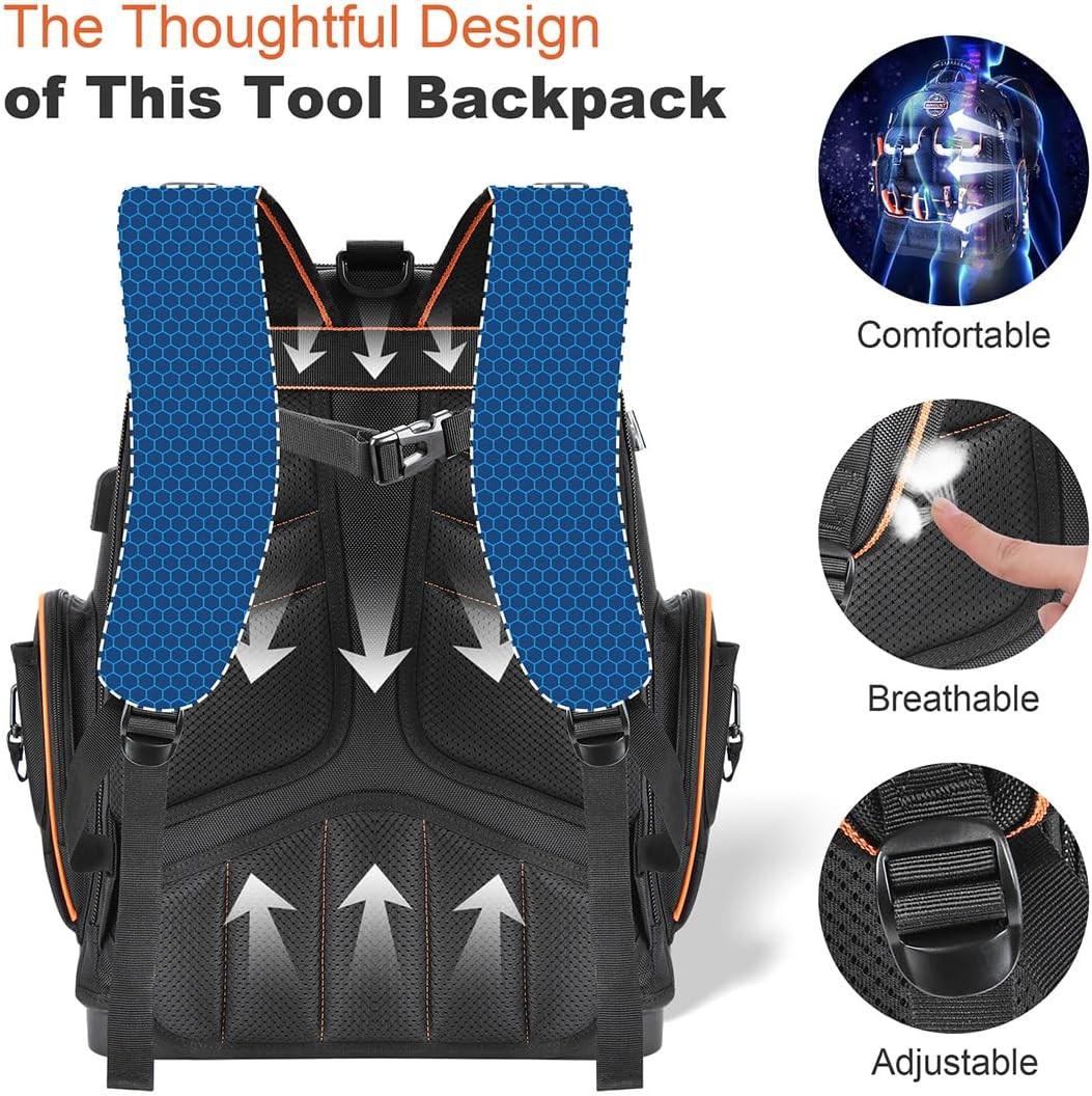 Heavy Duty Tool Backpack – Water-Resistant Organizer for Electricians
