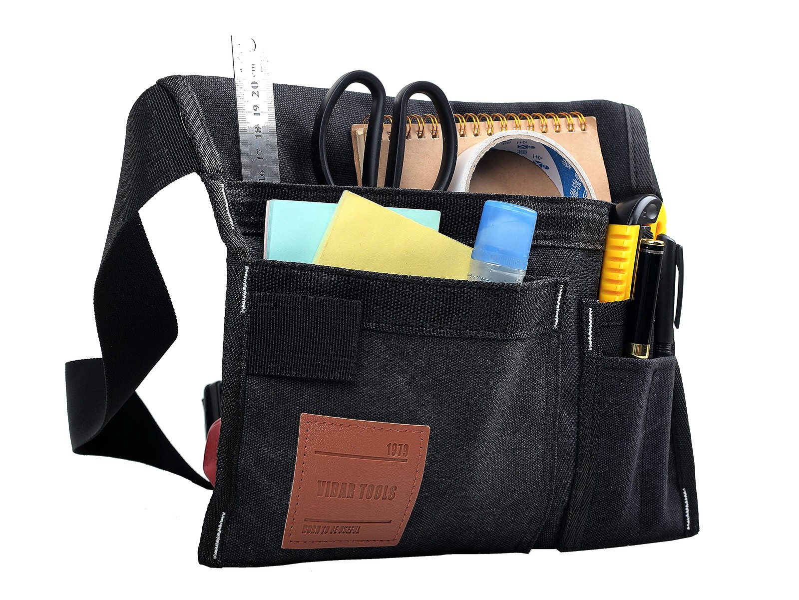 VIDAR TOOLS 6-Pocket Single Side Tool Belt 11.4*9.8*0.5inch, Black