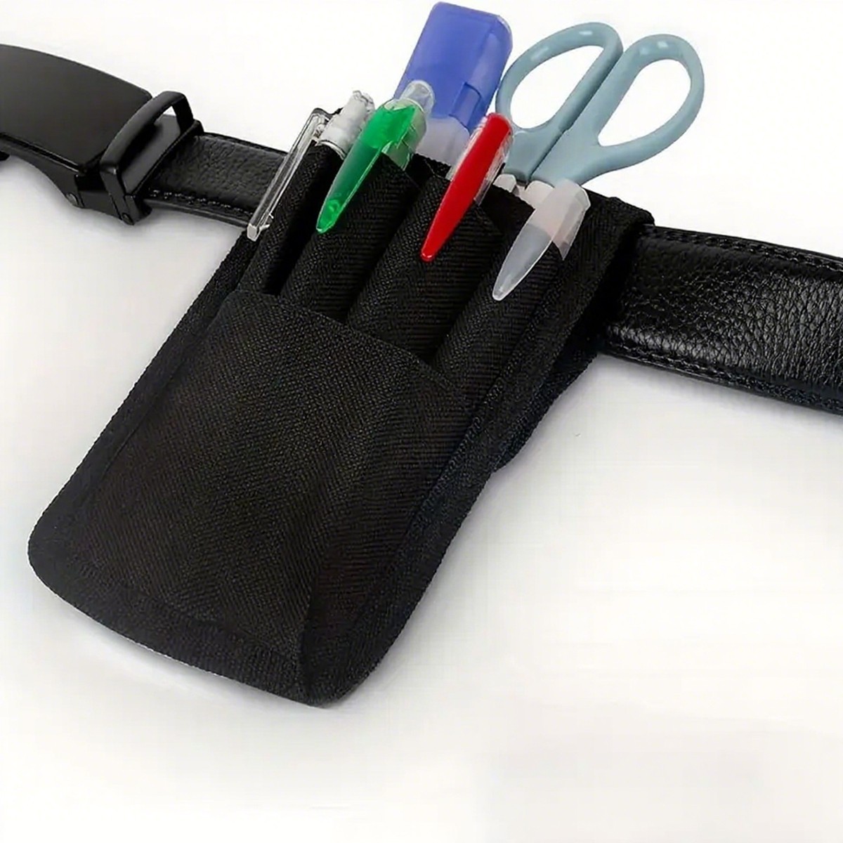 2x Black Belt Pen Holder Pocket Protectors for Pens and Pencils Molle Pen Pouch