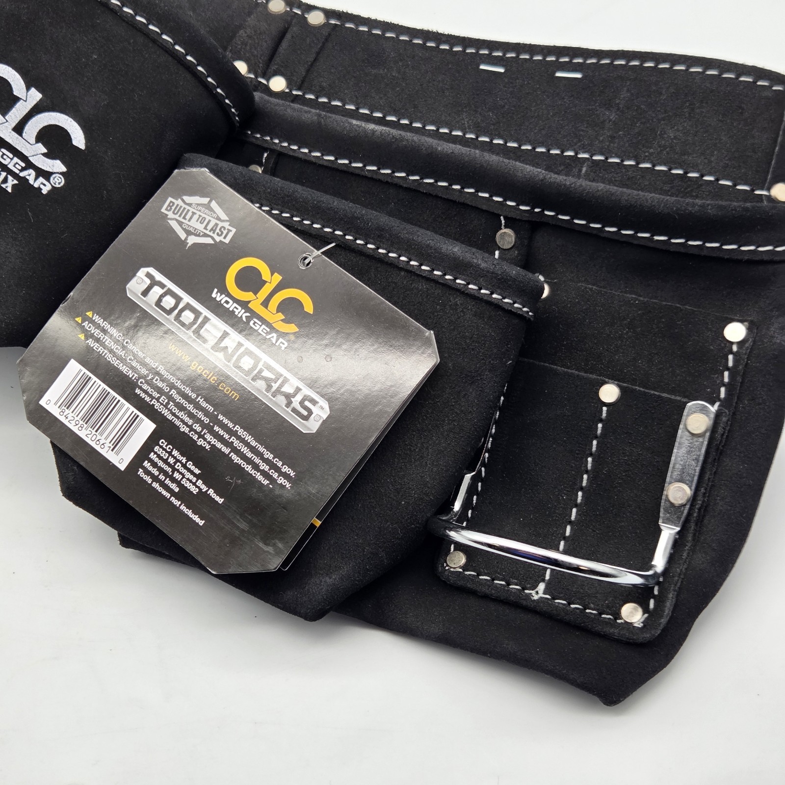 CLC 661X 11 pocket Suede Leather Apron Pouch Black 29 in. to 46 in.