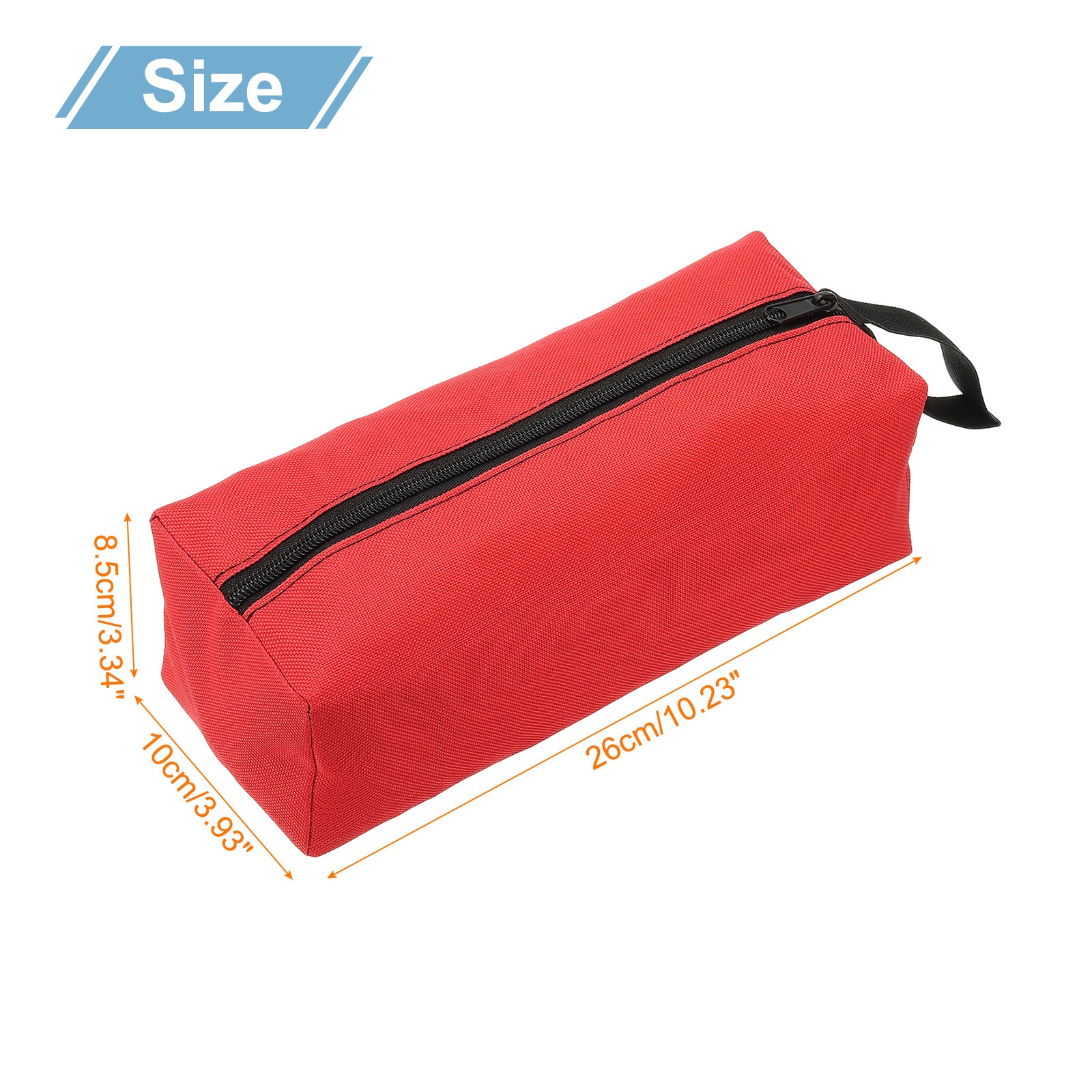 Zipper Utility Tool Bag 10.2x4x3.3 Inch Multi-purpose Tote Bag Red