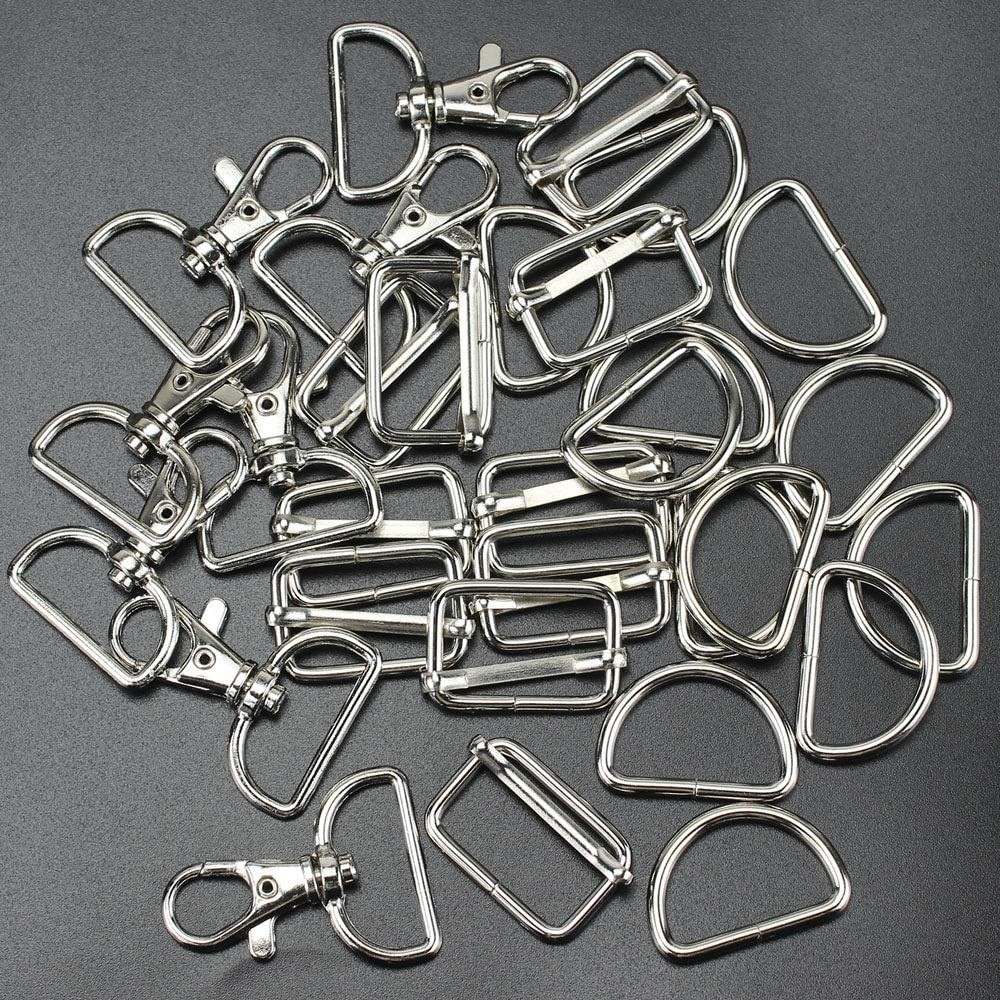 Hysagtek 60 Pcs Purse Hardware for Bag Making – Swivel Snap 1 Inch, Silver