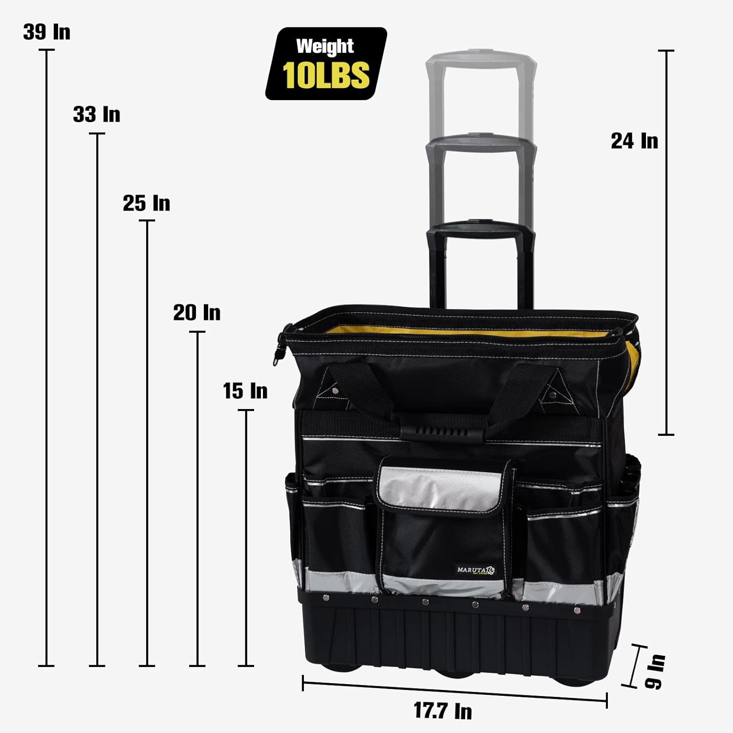 18” Rolling Tool Bag, Waterproof Tool Bag with Wheels, Portable Storage