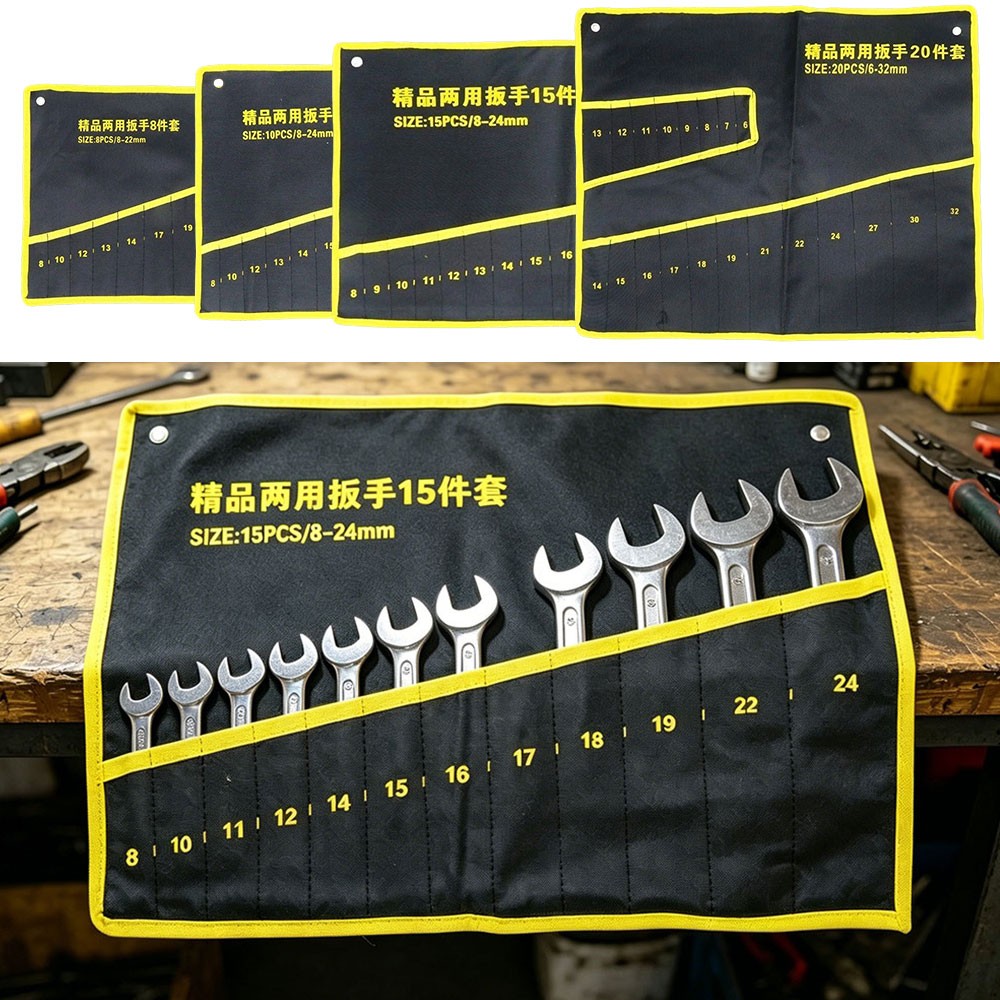 20/15/10/8 Pockets Wrench Roll up Pouch, Wrench Roll Organizer and Tool Storage#
