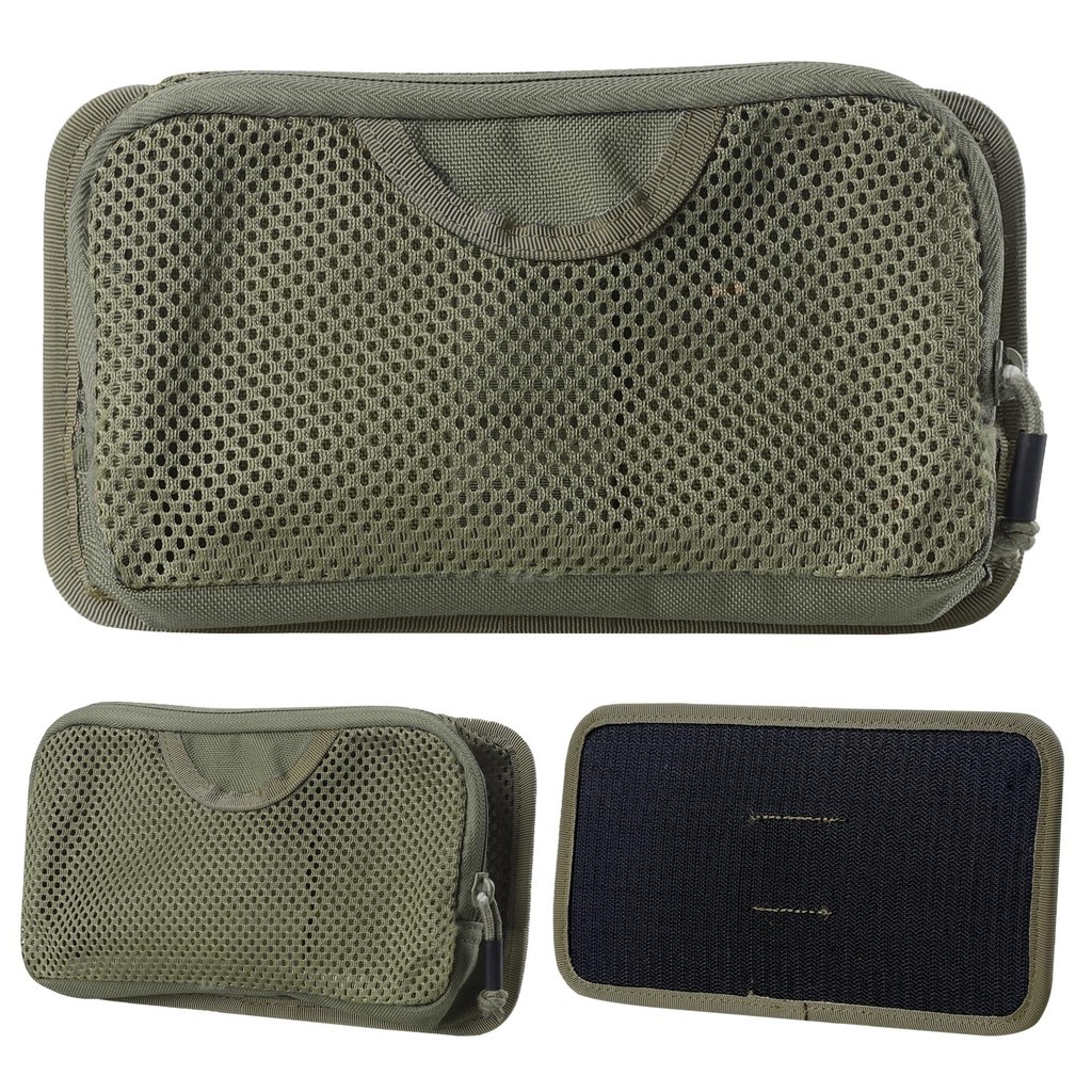 Outdoor mesh tool organizer with zipper and hook loop for backpack expansion