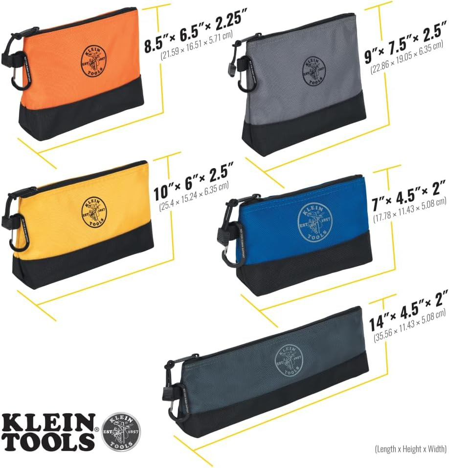 55569 Stand-Up Zipper Bag Tool Pouch with Carabiners, Reinforced