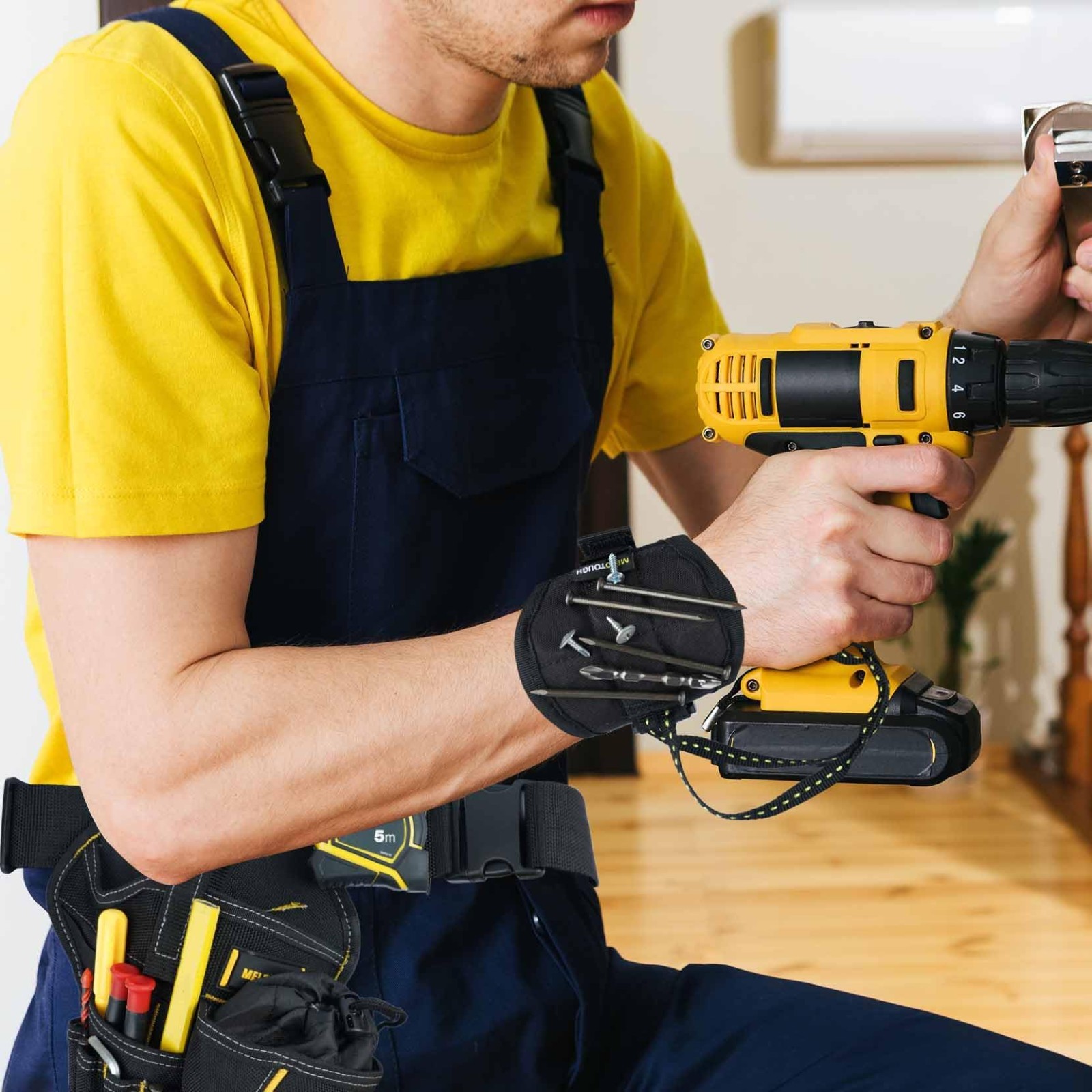 3-in-1 Drill Holster Combo with Magnetic Wristband & Tool Belt Holder, Right-Han
