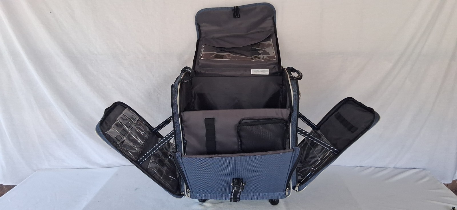 Fiskars Portable Rolling Wheels/ Spinner Multiple Pockets Waterproof Tool Bag BL