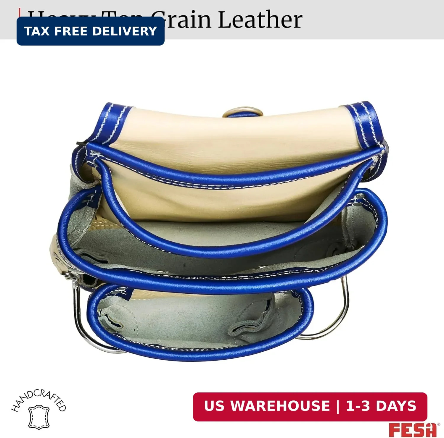 FESA Leather Carpenter Tool Pouch – 10-Pocket Heavy Top Grain Leather Carpenter