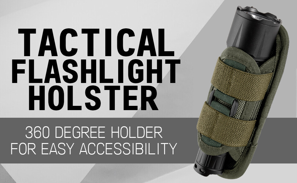 Tactical Flashlight Holster 360 Degree Holder for Police Military Security Belt
