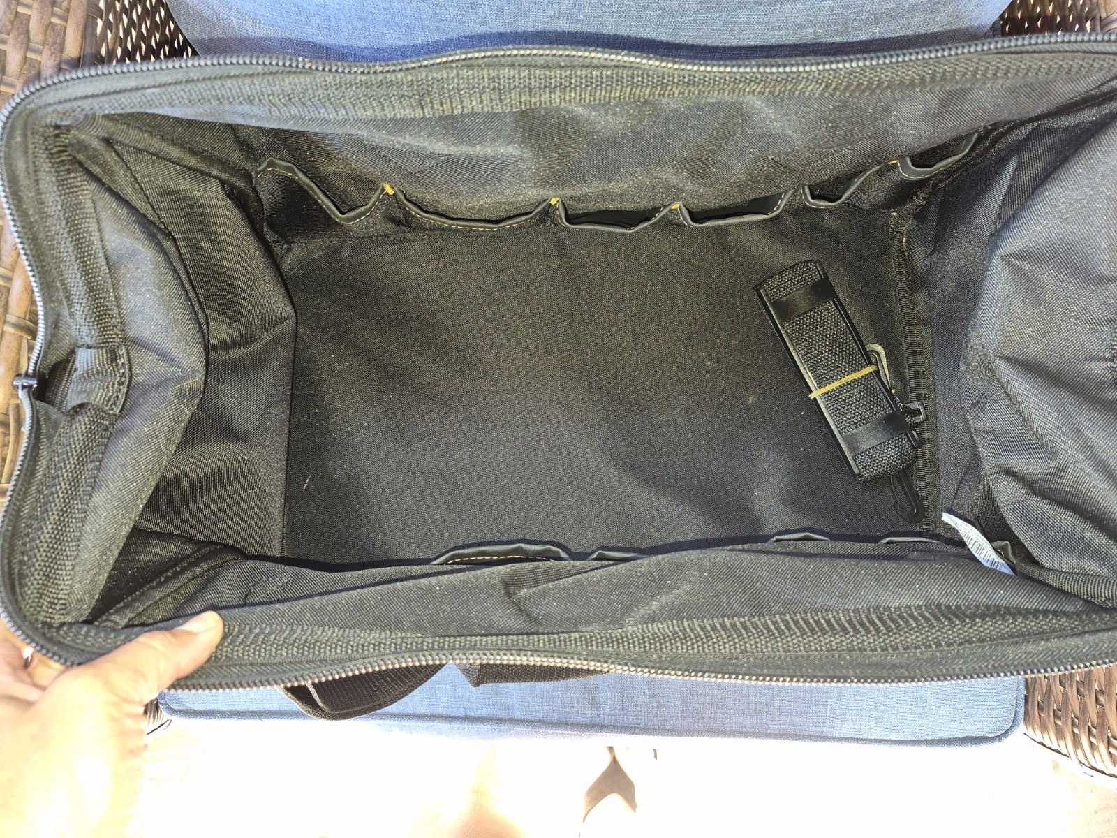 CLC Large Black/Tan Fabric Tool Bag w/ Handle, Shoulder Strap & Zipper Top
