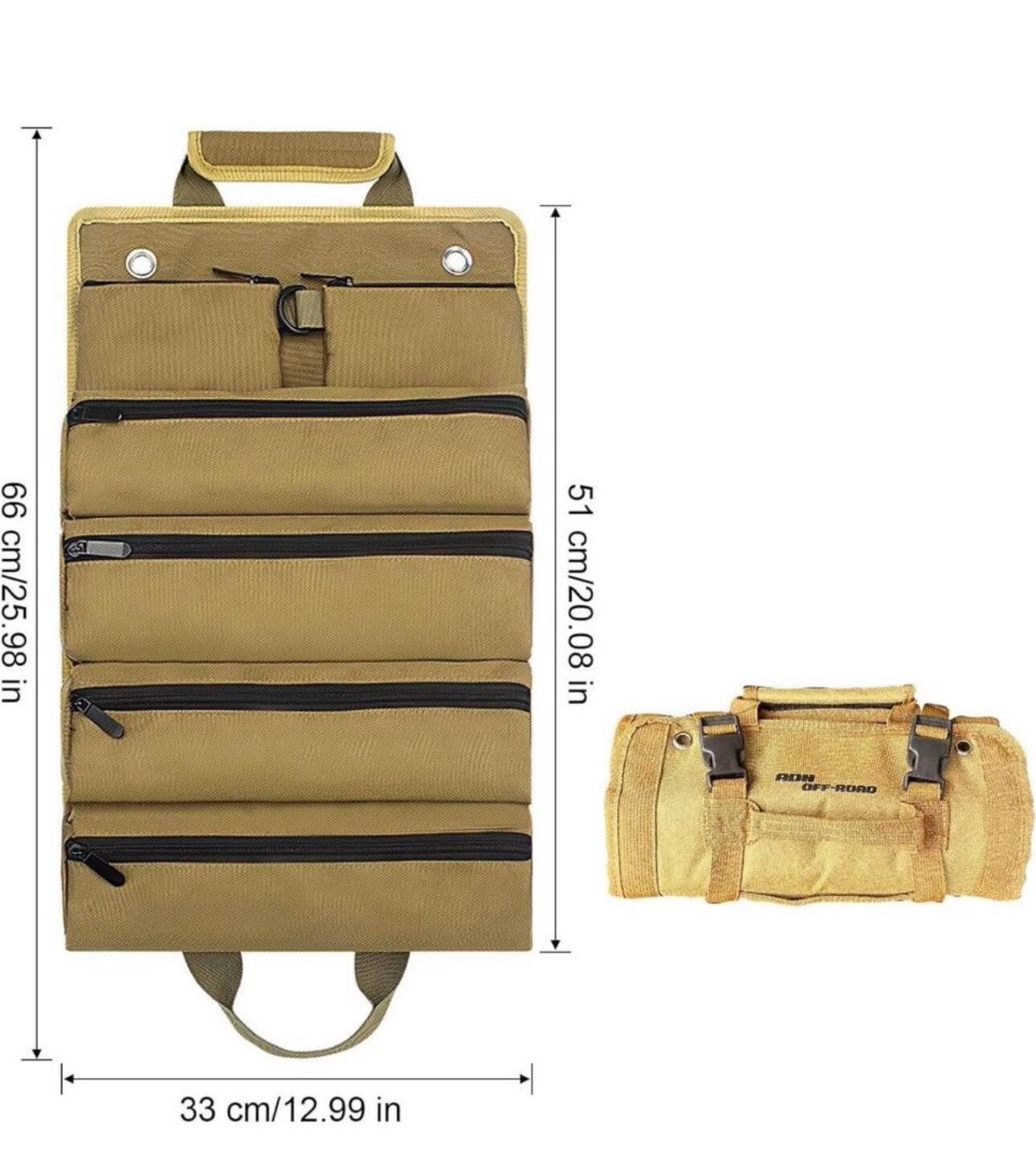 Heavy Duty Roll Up Tool Bag Tool Pouches Tool Bag Organizer W/ 6 Pockets
