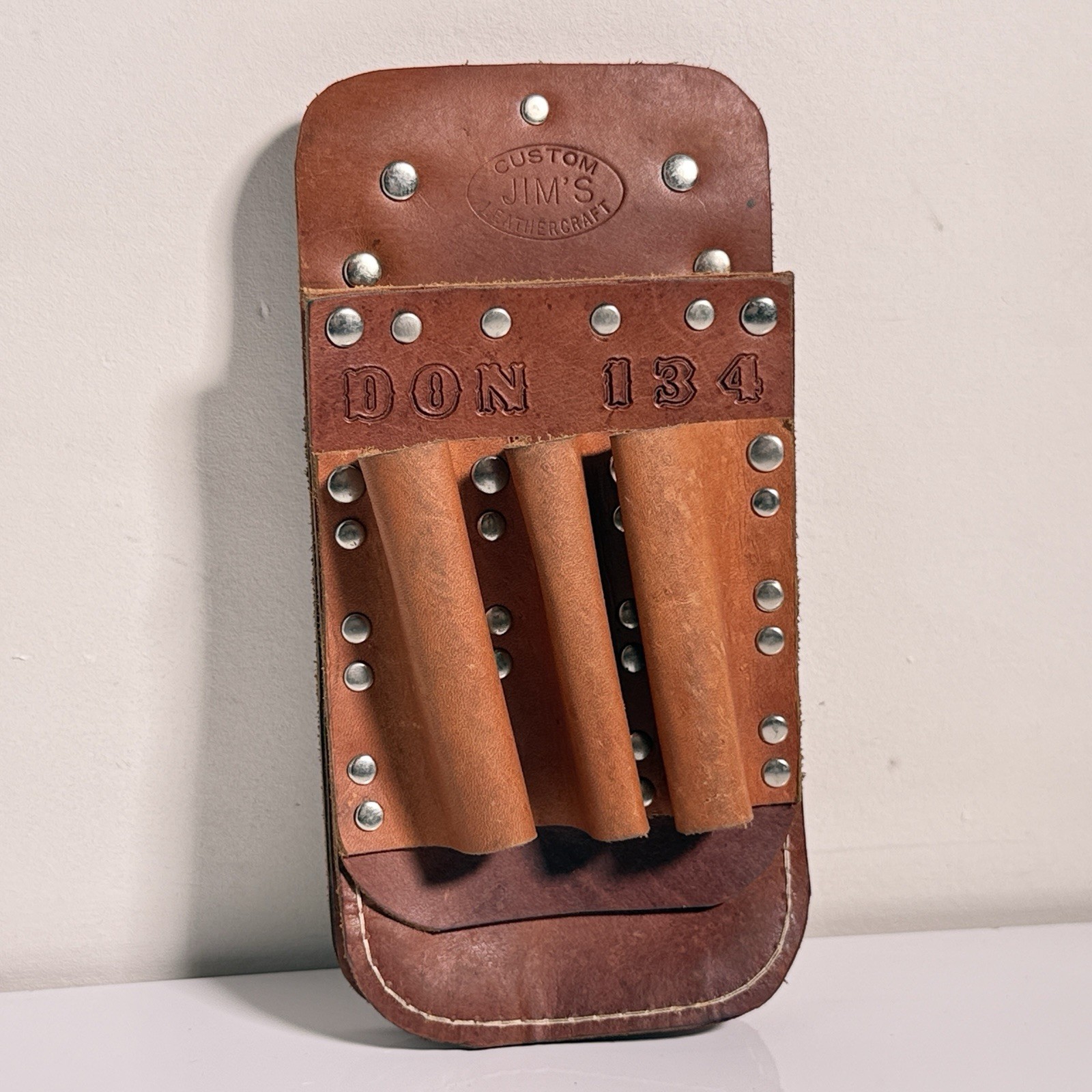 Jims Custom Leathercraft 3 Tool Pouch Pocket Buddy IBEW Local 134 Chicago RARE