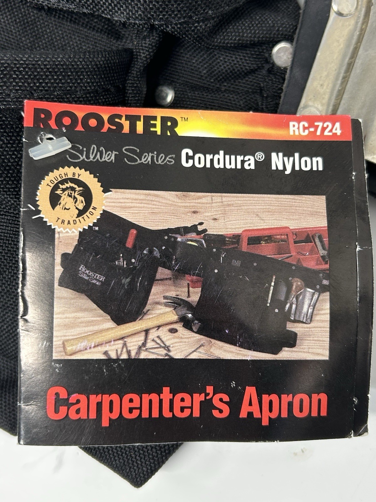 Rooster Silver Series Carpenters Tool Belt – Apron Black Cordura Nylon / Leather