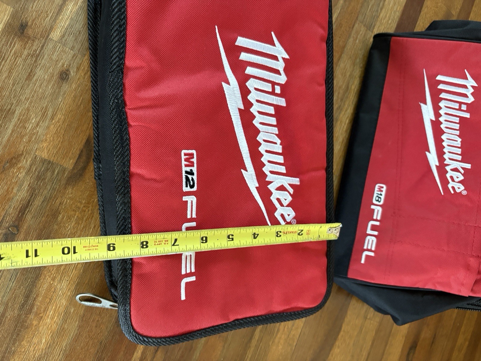 TWO Milwaukee FUEL M12 13″ Heavy Duty Canvas Tool Bag And Carrier Red Black READ