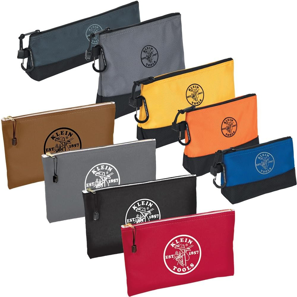 80183 Zipper Tool Bag Set, (5) Stand-Up Water-Resistant 1680D Pouches with Carab