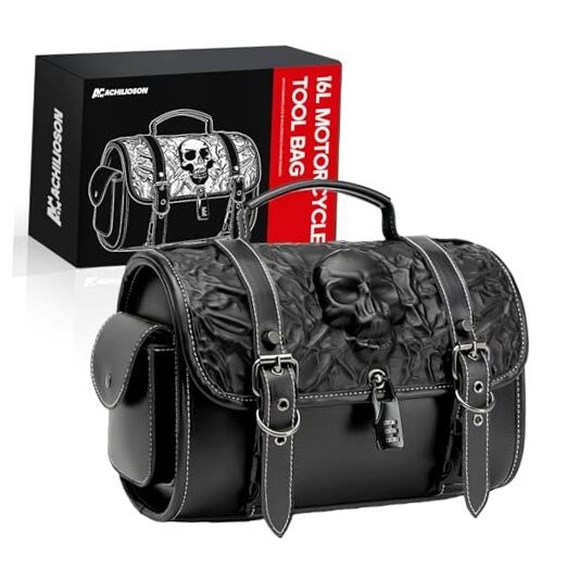 16L Motorcycle Tool Bag with Combination Lock 3D Combination Lock Skull Bag