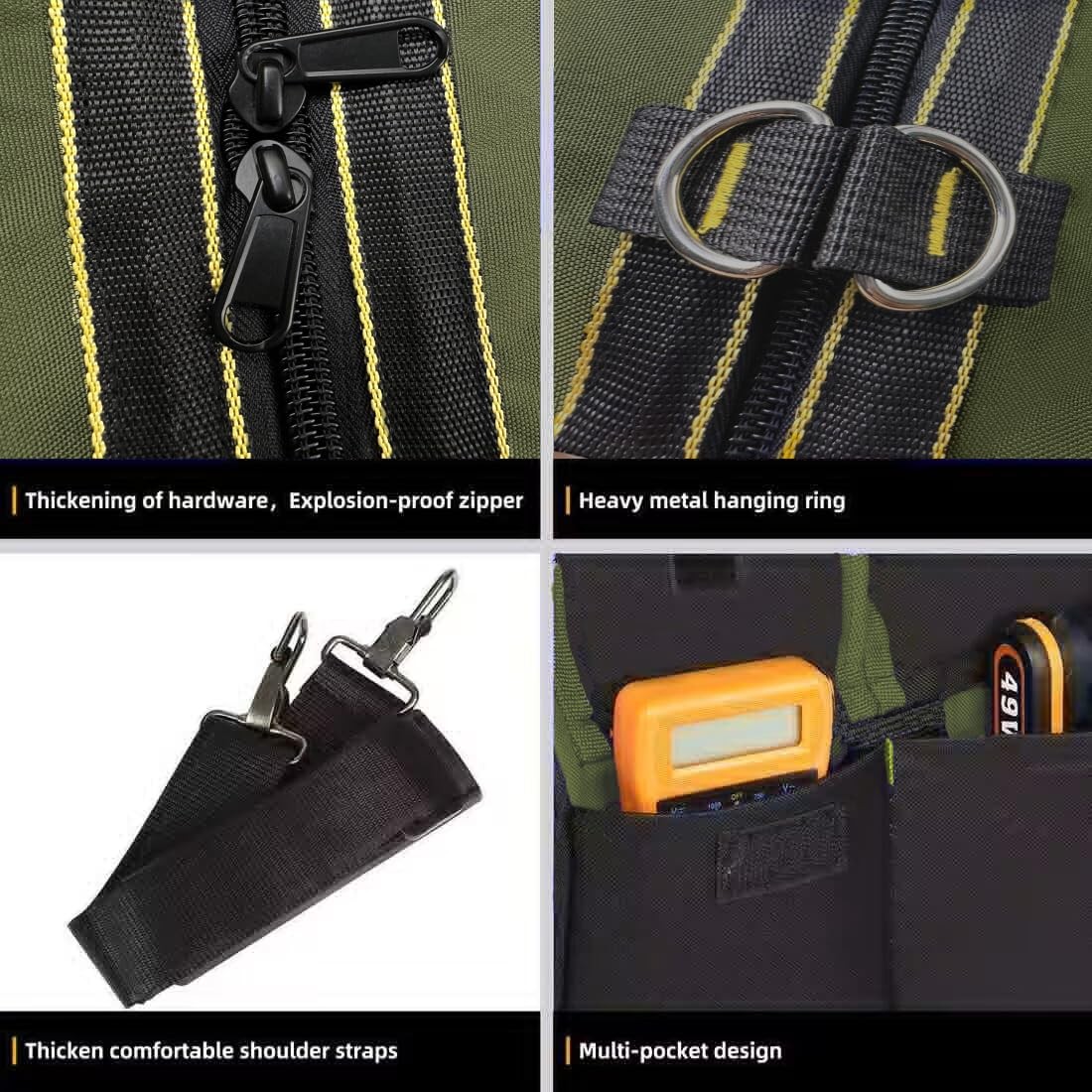 FASTECH 22-inch Wide Mouth Tool Bag with Water Proof Molded Base, Wide Mouth Too