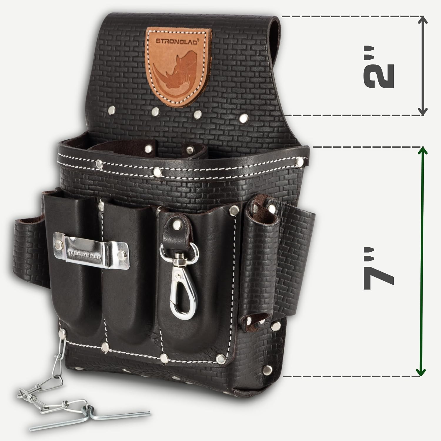 Electricians Tool Belt – Heavy Duty 13-Pocket Top Grain Leather Pouch, Adjustabl