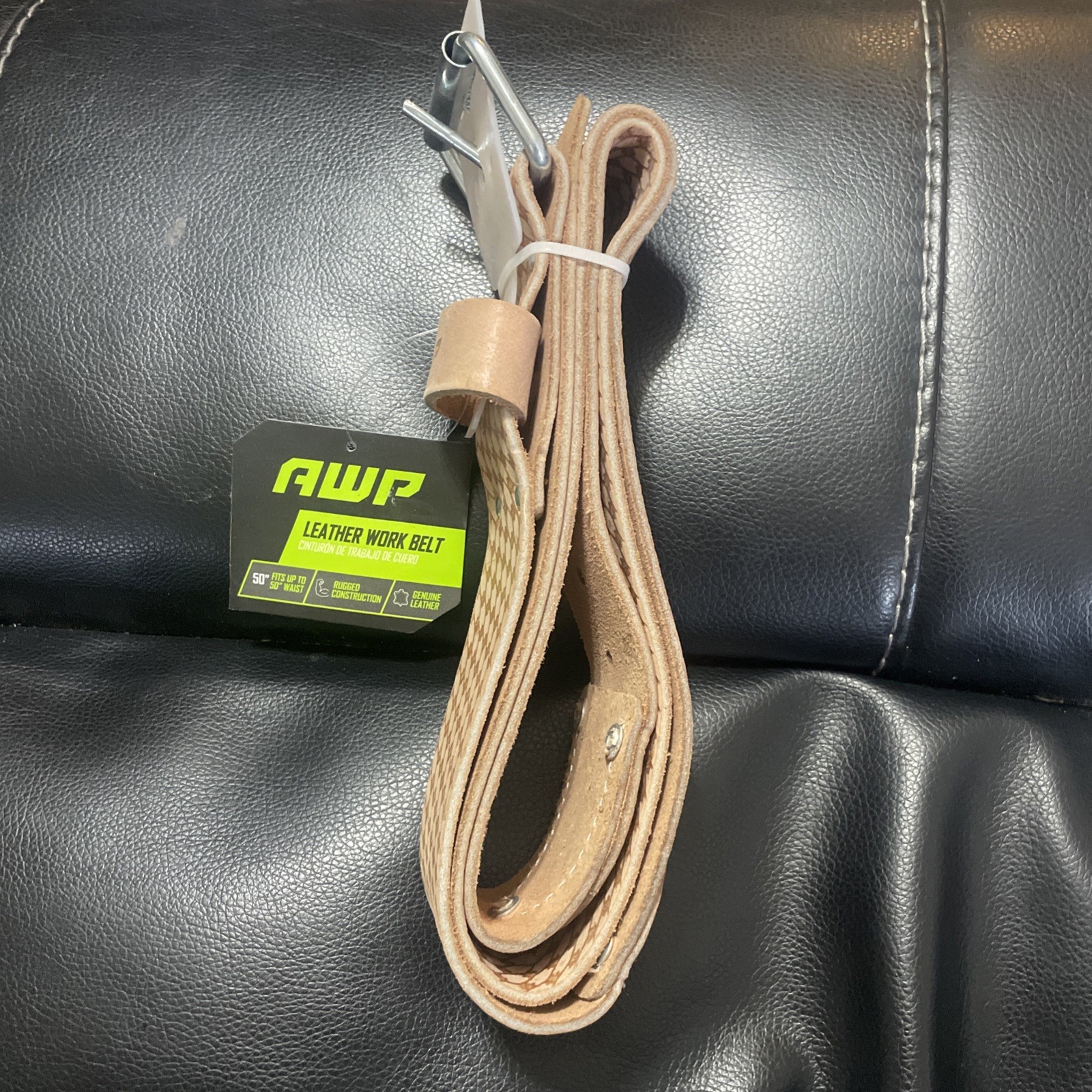 AWP LEATHER WORK BELT, FITS Up to 50″ METAl ROLLER BUCKLE. RUGGED CONSTRUCTION