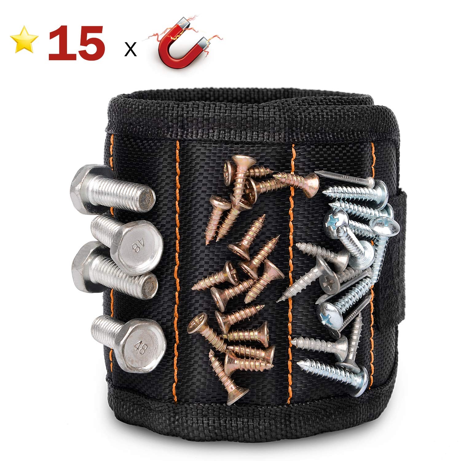 GOOACC GRC-61 1 Pack Wristband with 15 Strong Magnets 1 Pack, Black 1