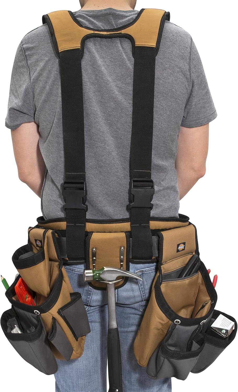 4-Piece Carpenter’S Rig, Padded Tool Belt Suspenders, Cooling Mesh, Leather Tool