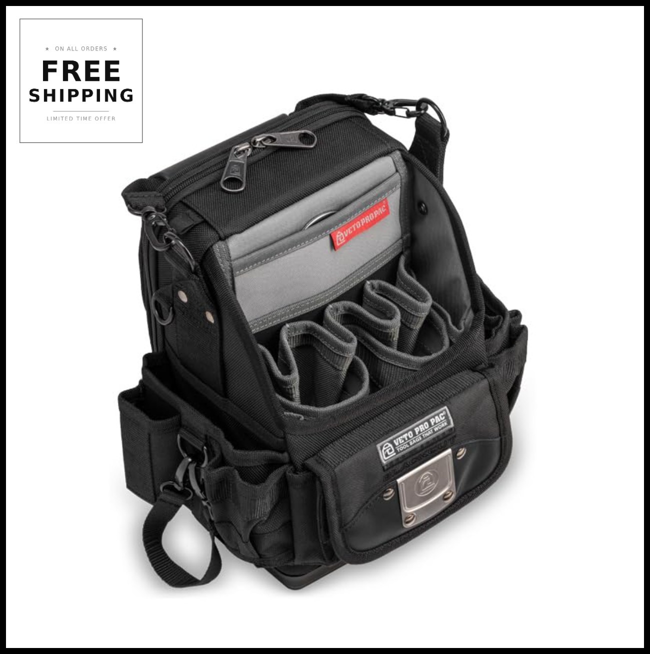 Tool Bag 12 Inch 12 Inch 9.5 Inch 27 Pockets Waterproof Base Hybrid Tool Meter
