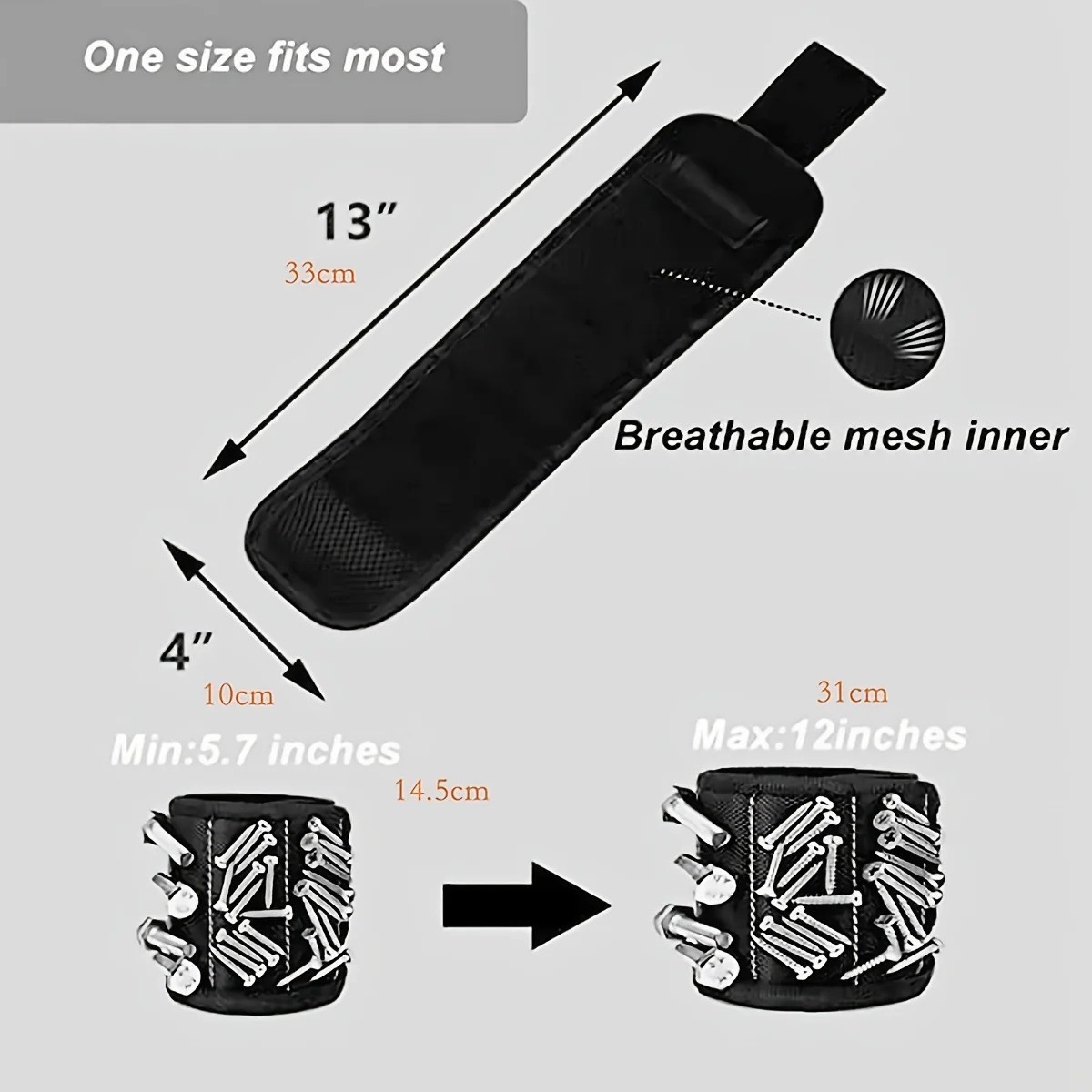 Magnetic Wristband for Men Women | 15-Magnet Tool Holder for Screws Nails Bits
