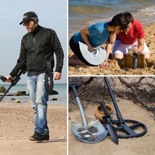 Metal Detector Shovel, Heavy Duty Double Serrated Edge Digging Tool with Belt