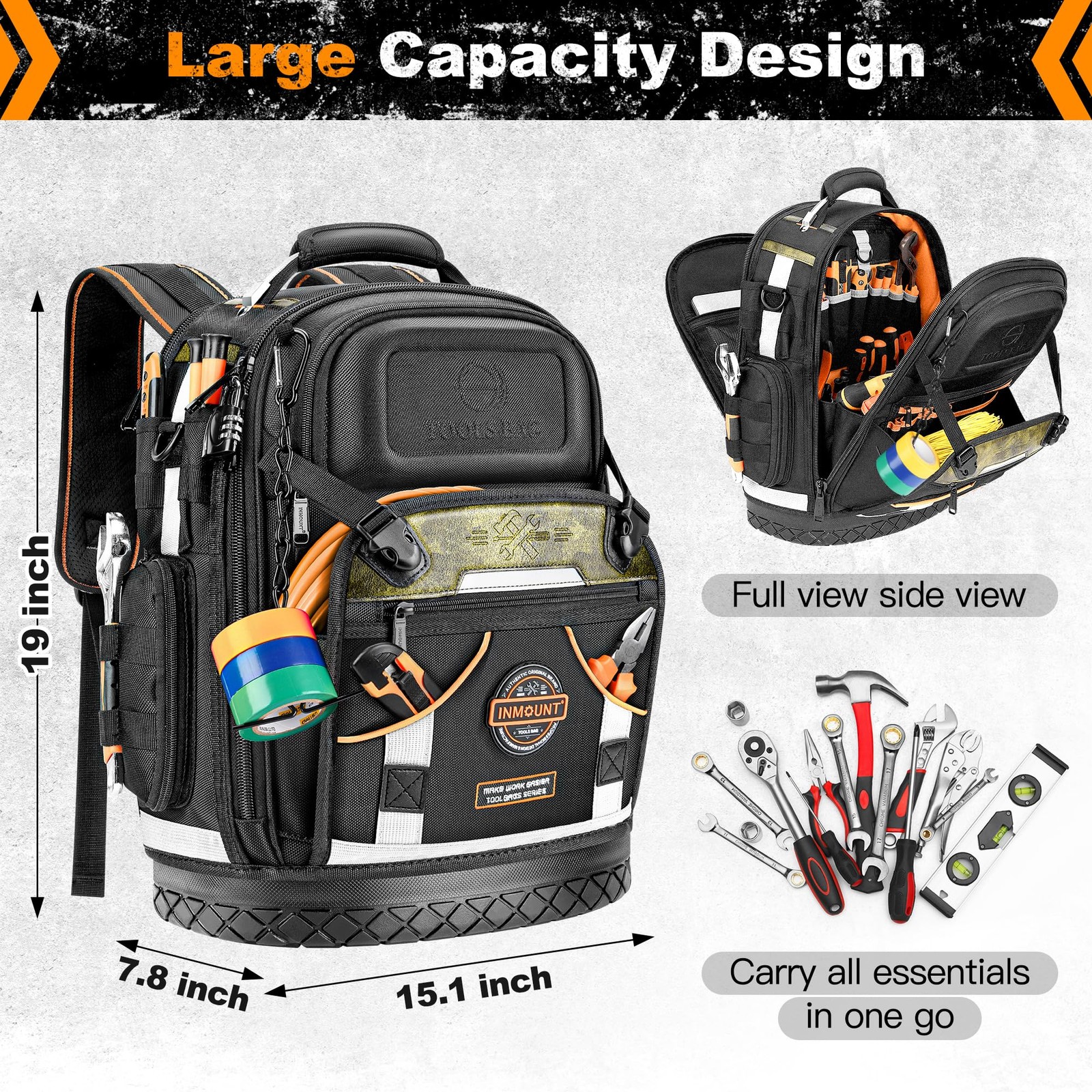 Tool Backpack Bag, HVAC Heavy Duty Construction Tools Backpack for Men, 1680D…