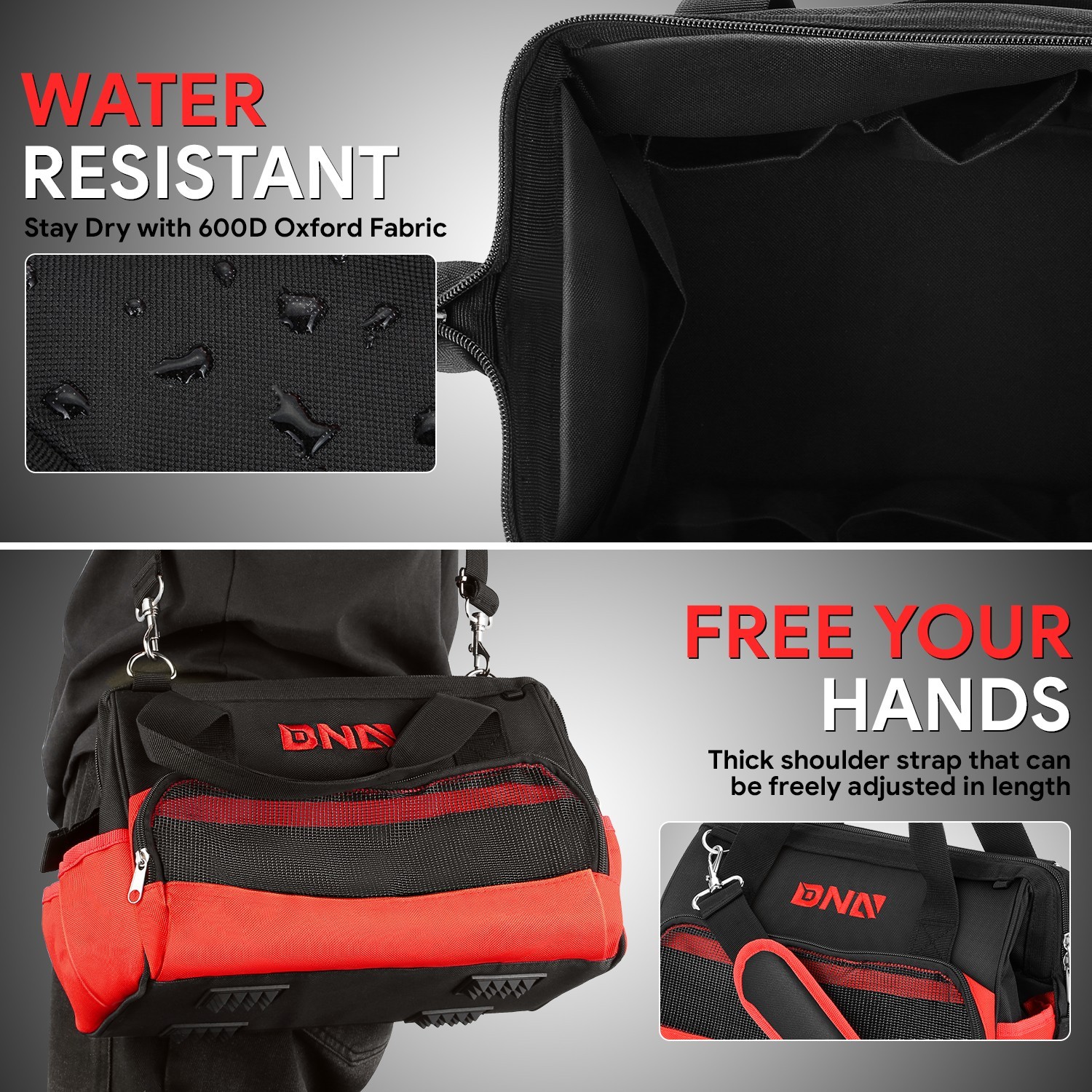 12in Heavy Duty Portable Waterproof Canvas Tool Bag Organizer w/ Shoulder Strap
