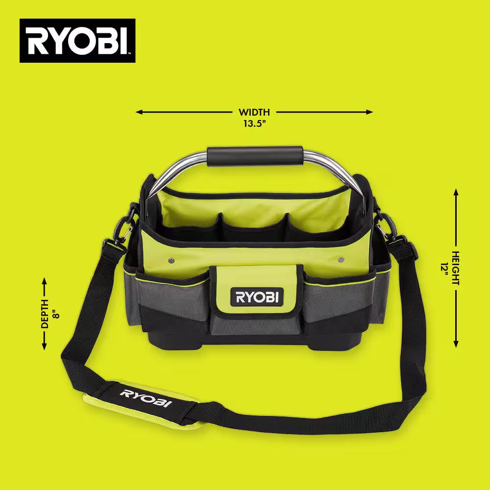 Ryobi 13 In. Tool Tote Bag 17 Pockets Water Resistant, Handle