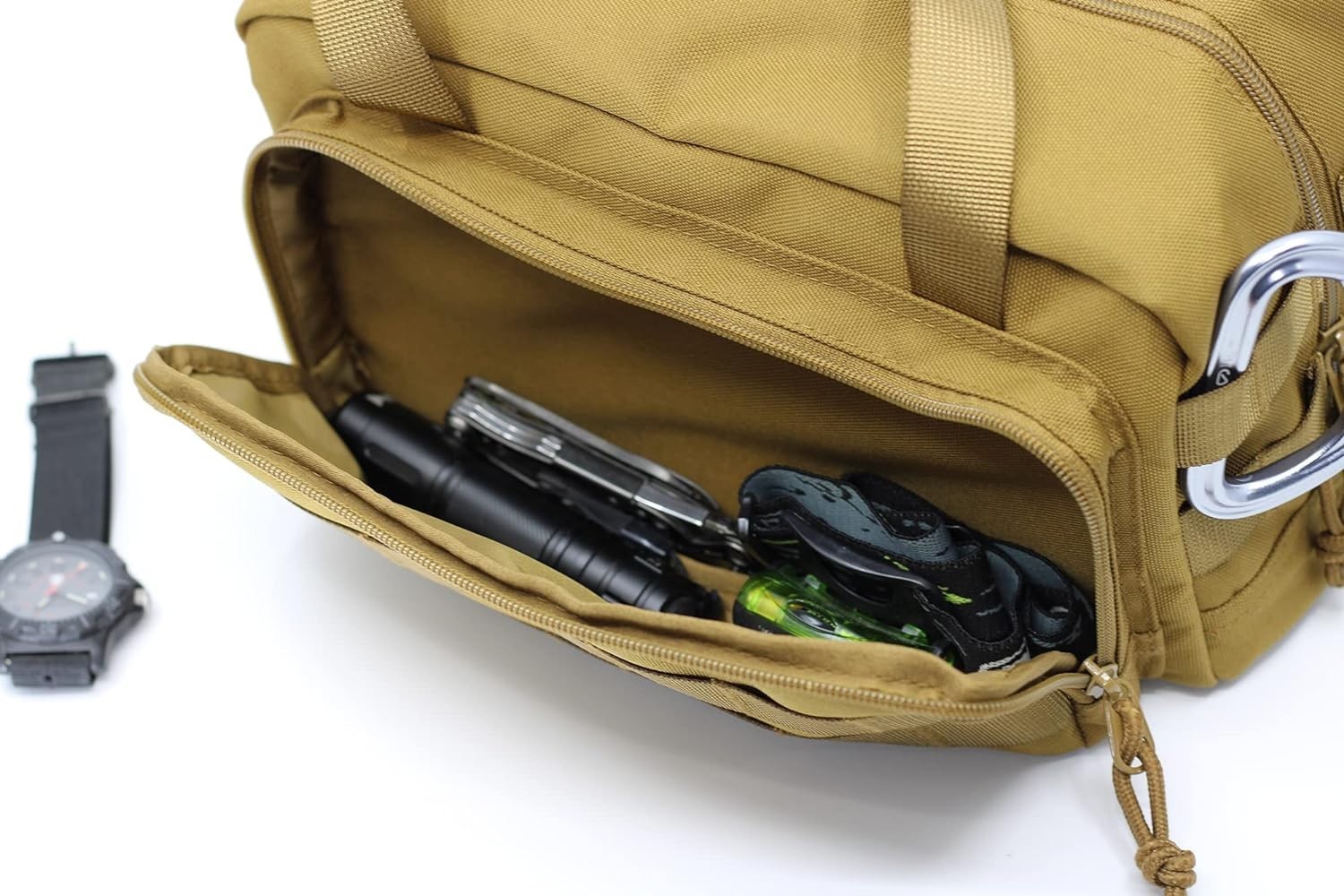 Water-Repellent Tactical Gear Bag with 9 Compartments for Tools and Accessories