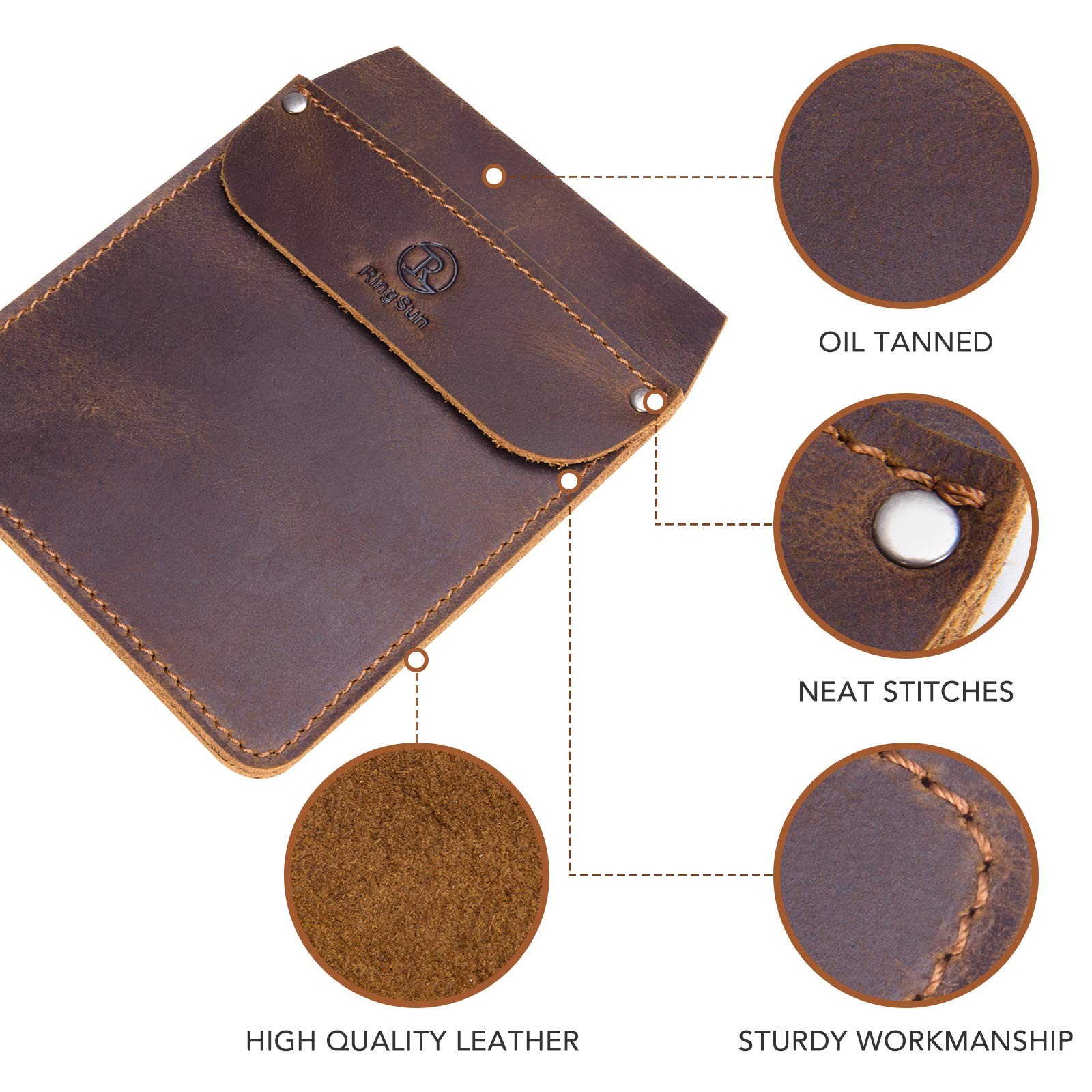 RingSun Genuine Leather Pocket Protector for Men, Durable One Size, Brown