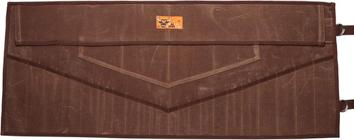 BULL TOOLS 26 Pocket Wrench Organizer Roll-Up Waxed Canvas, Cinnamon Brown
