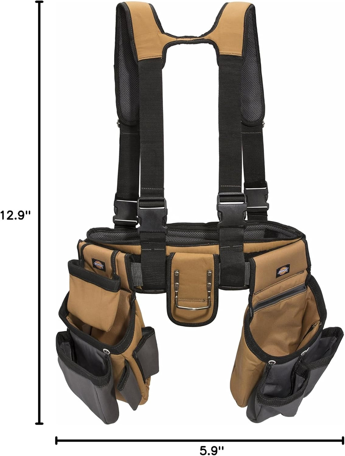 4-Piece Carpenter’S Rig, Padded Tool Belt Suspenders, Cooling Mesh, Leather Tool